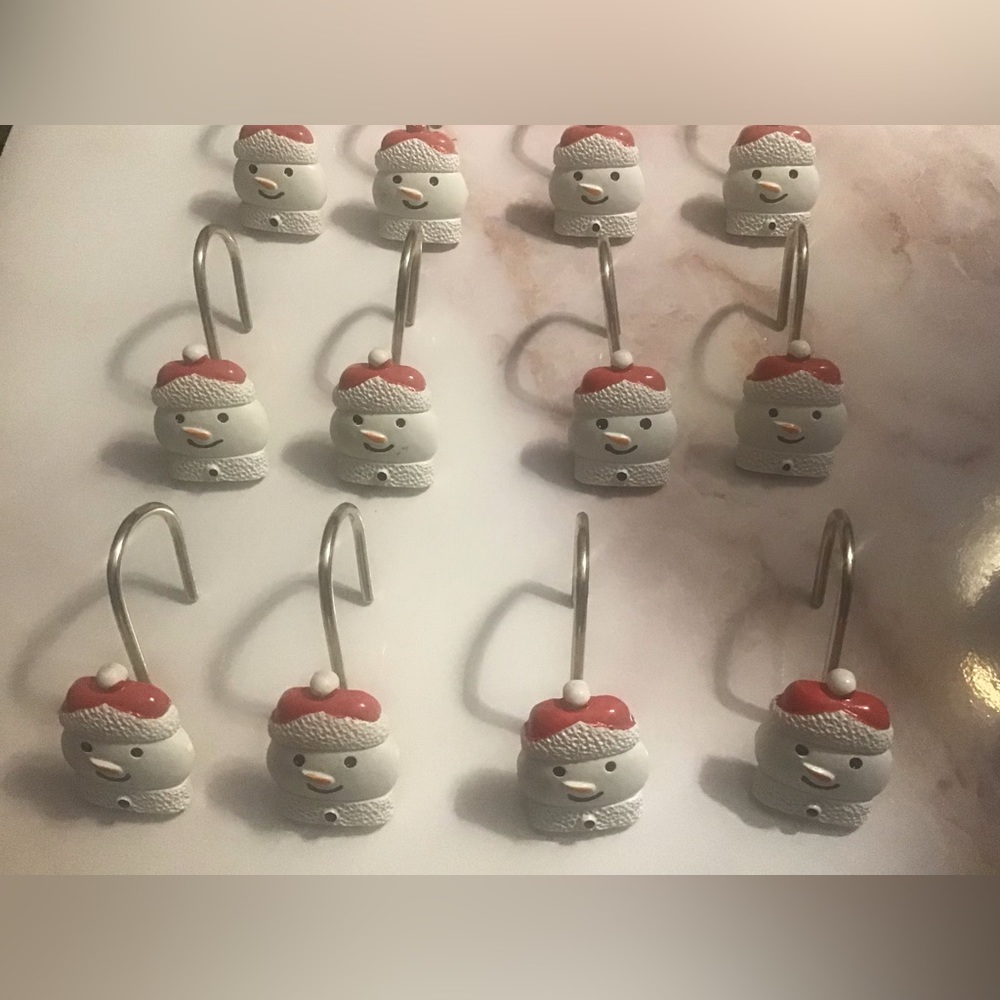 Santa snowman shower curtain holders